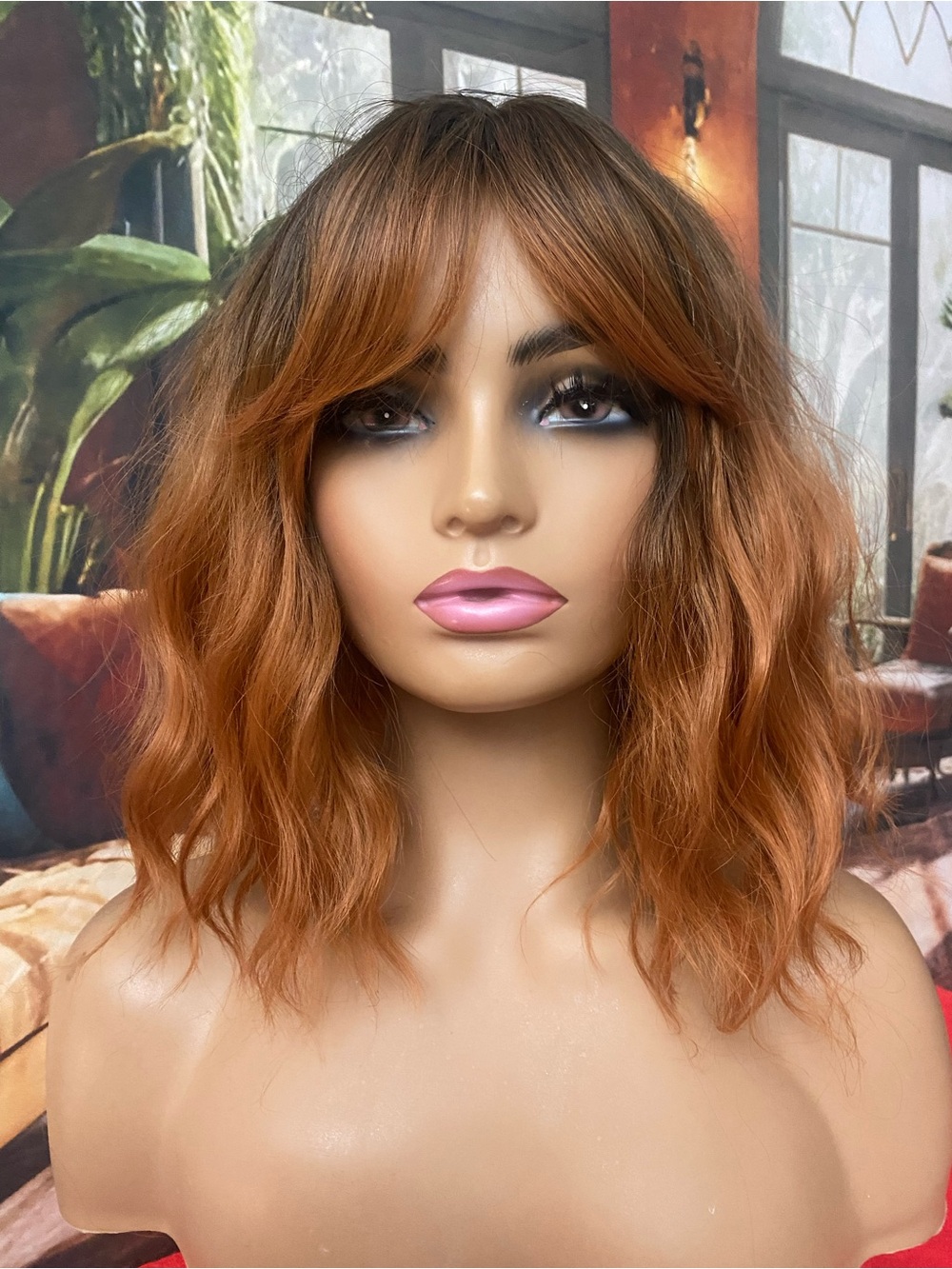 CLEARANCE Ginger Wavy Bob Wig- roots, Copper